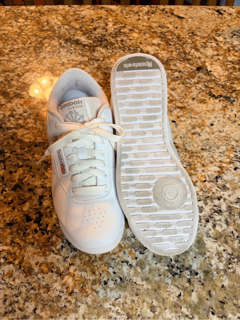 Reebok White Leather Classic Sneakers with Red Accent